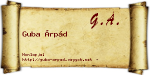 Guba Árpád névjegykártya